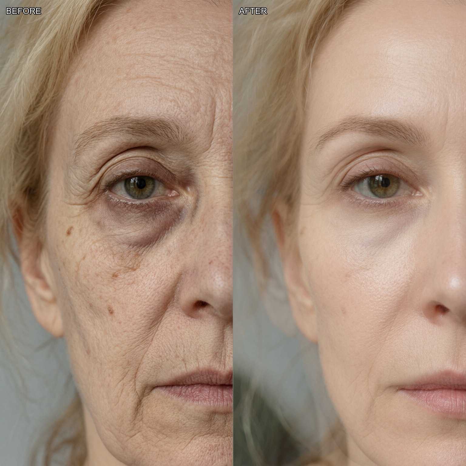 Before after anti aging realistic comparison
